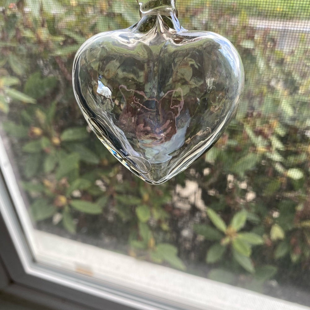 Clear Glass Heart Hanging Ornament - Home Art